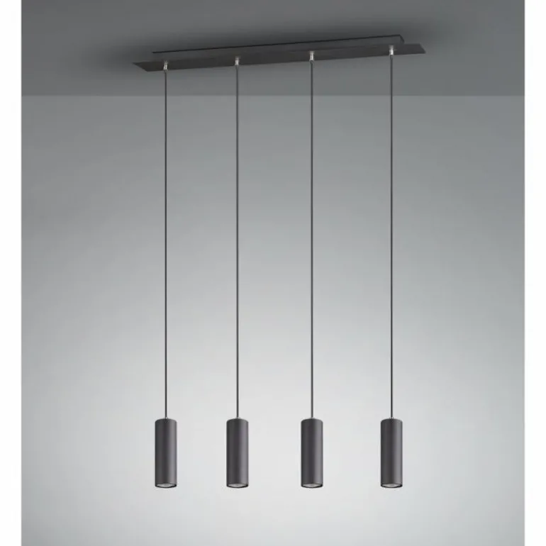Suspension Zuoz Noir, 4 lumières