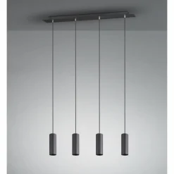 Suspension Zuoz Noir, 4 lumières