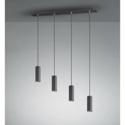 Suspension Zuoz Noir, 4 lumières