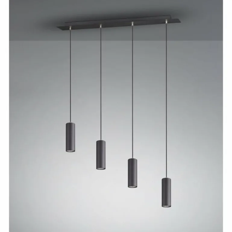 Suspension Zuoz Noir, 4 lumières