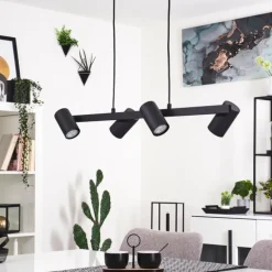 Suspension Zuoz Noir, 4 lumières