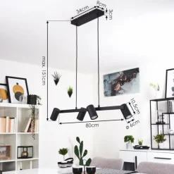 Suspension Zuoz Noir, 4 lumières