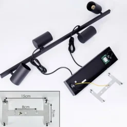 Suspension Zuoz Noir, 4 lumières