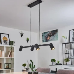 Suspension Zuoz Noir, 4 lumières