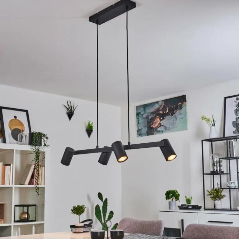 Suspension Zuoz Noir, 4 lumières