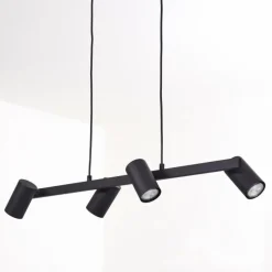Suspension Zuoz Noir, 4 lumières