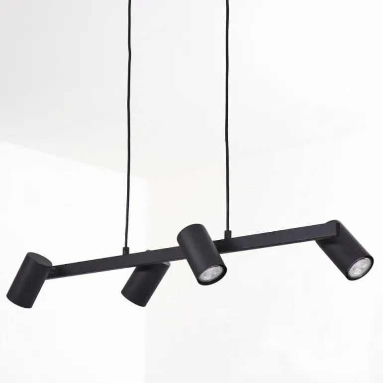 Suspension Zuoz Noir, 4 lumières
