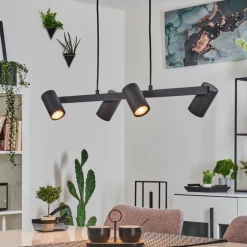 Suspension Zuoz Noir, 4 lumières