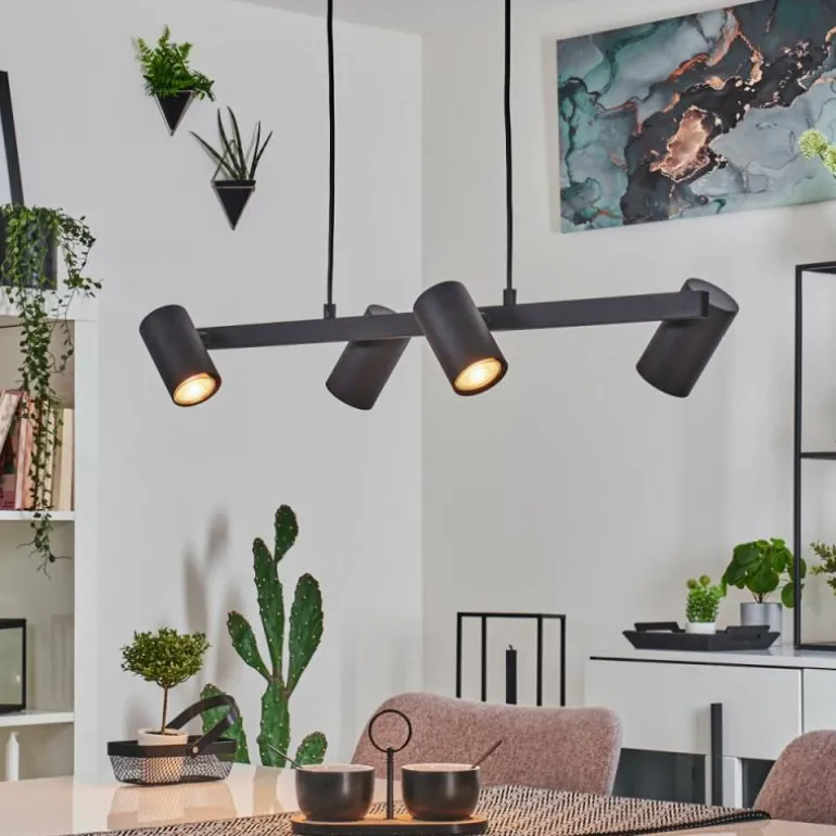 Suspension Zuoz Noir, 4 lumières