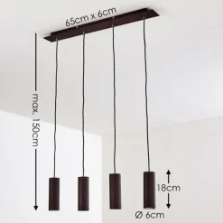 Suspension Zuoz Rouille, 4 lumières