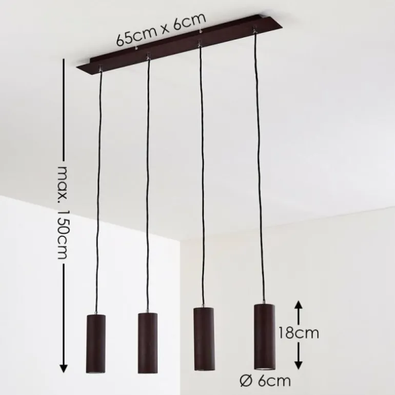 Suspension Zuoz Rouille, 4 lumières