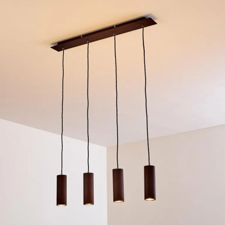 Suspension Zuoz Rouille, 4 lumières