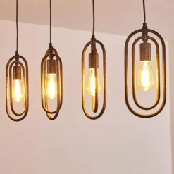 Suspension Zwolle Argenté, 4 lumières