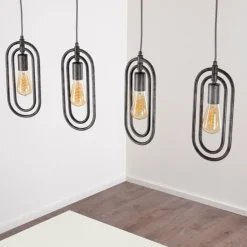 Suspension Zwolle Argenté, 4 lumières