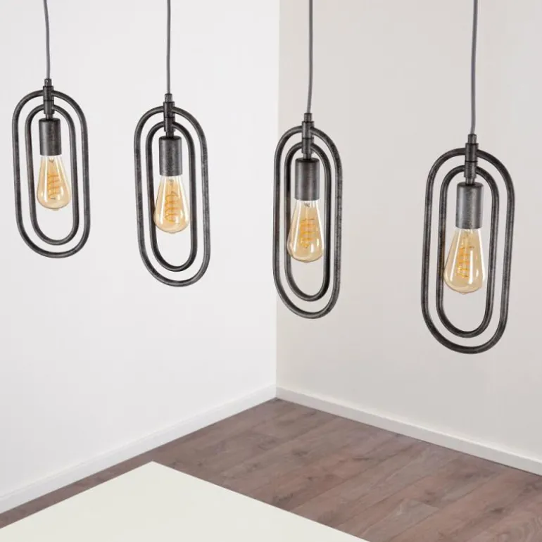 Suspension Zwolle Argenté, 4 lumières