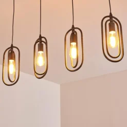 Suspension Zwolle Argenté, 4 lumières