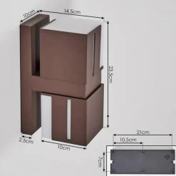 Swanek Lampe murale d´extérieur, Applique murale LED Rouille, 2 lumières