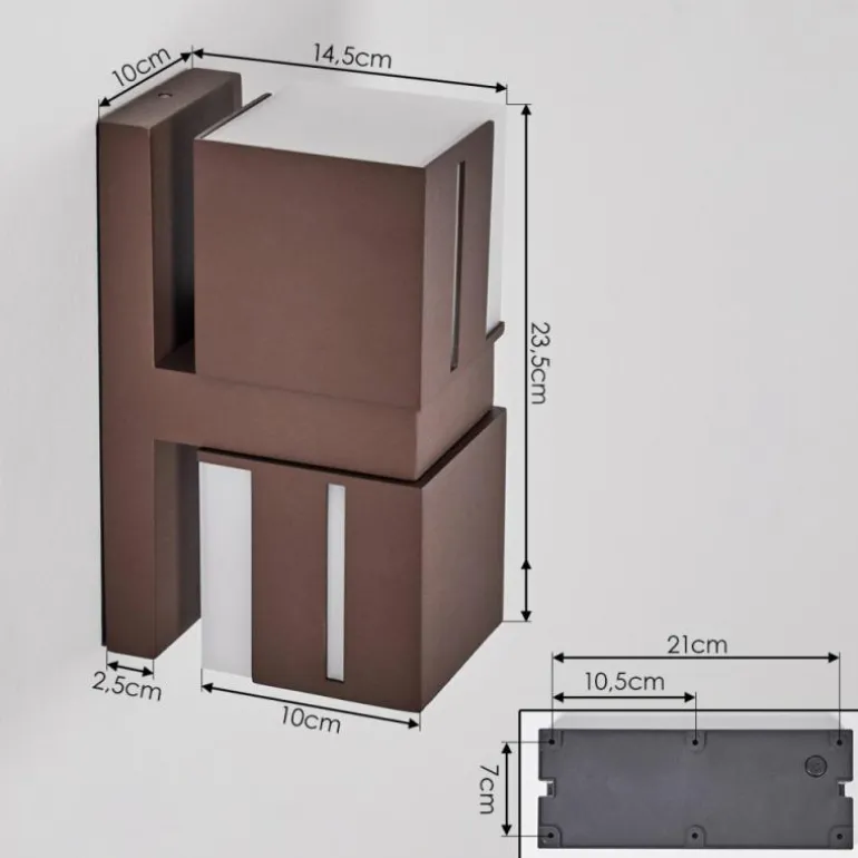 Swanek Lampe murale d´extérieur, Applique murale LED Rouille, 2 lumières
