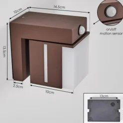 Swanek Lampe murale d´extérieur, Applique murale LED Rouille, 1 lumière, Détecteur de mouvement