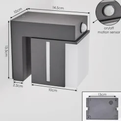 Swanek Lampe murale d´extérieur, Applique murale LED Anthracite, 1 lumière, Détecteur de mouvement