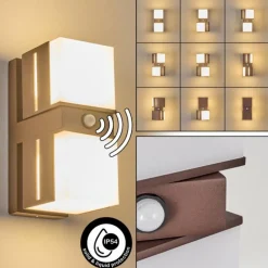 Swanek Lampe murale d´extérieur, Applique murale LED Rouille, 2 lumières, Détecteur de mouvement