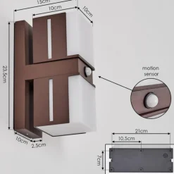 Swanek Lampe murale d´extérieur, Applique murale LED Rouille, 2 lumières, Détecteur de mouvement