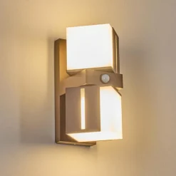 Swanek Lampe murale d´extérieur, Applique murale LED Rouille, 2 lumières, Détecteur de mouvement