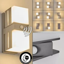 Swanek Lampe murale d´extérieur, Applique murale LED Anthracite, 2 lumières, Détecteur de mouvement