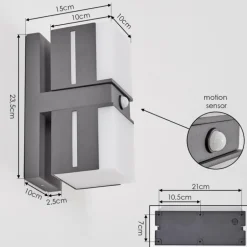 Swanek Lampe murale d´extérieur, Applique murale LED Anthracite, 2 lumières, Détecteur de mouvement