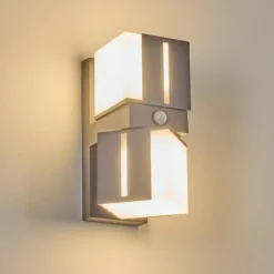 Swanek Lampe murale d´extérieur, Applique murale LED Anthracite, 2 lumières, Détecteur de mouvement