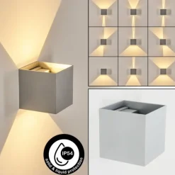 Tamarin Lampe murale d´extérieur, Luminaire Up & Down, Applique murale LED Gris, Argenté, 1 lumière