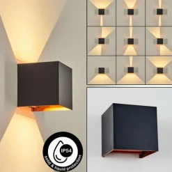 Tamarin Lampe murale d´extérieur, Luminaire Up & Down, Applique murale LED Cuivre, Noir, 1 lumière