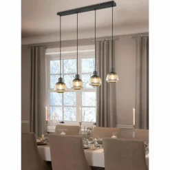 Tarifa Suspension Luminaires Trio Noir, 4 lumières