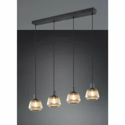 Tarifa Suspension Luminaires Trio Noir, 4 lumières