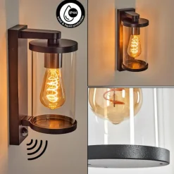 Telhada Luminaire extérieur, Lampe murale d´extérieur Noir, 1 lumière, Détecteur de mouvement