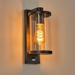 Telhada Luminaire extérieur, Lampe murale d´extérieur Noir, 1 lumière, Détecteur de mouvement