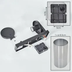 Telhada Luminaire extérieur, Lampe murale d´extérieur Noir, 1 lumière, Détecteur de mouvement