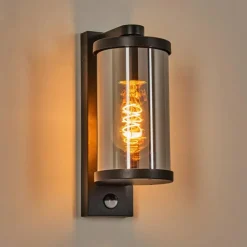 Telhada Luminaire extérieur, Lampe murale d´extérieur Noir, 1 lumière, Détecteur de mouvement
