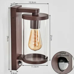 Telhada Luminaire extérieur, Lampe murale d´extérieur Rouille, 1 lumière, Détecteur de mouvement