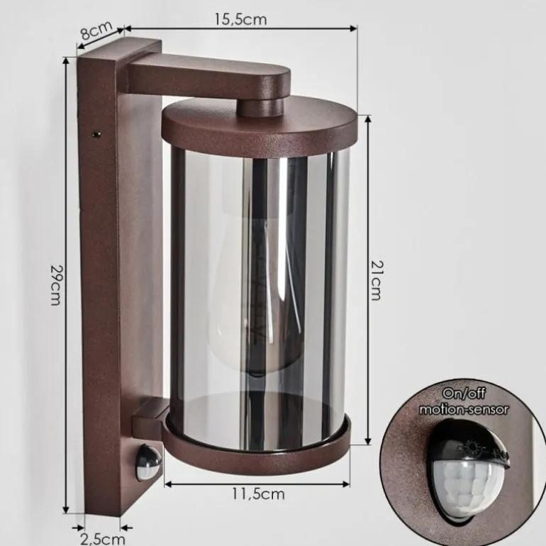 Telhada Luminaire extérieur, Lampe murale d´extérieur Rouille, 1 lumière, Détecteur de mouvement