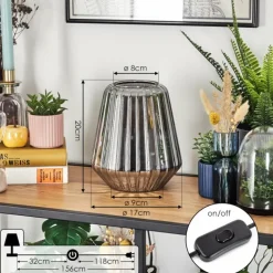 Telhais Lampe à poser, Liseuse Chrome, Fumée, Noir, 1 lumière