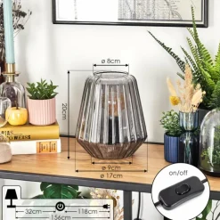 Telhais Lampe à poser, Liseuse Fumée, Noir, 1 lumière