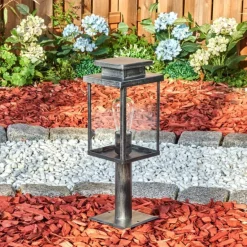 Tieva Borne lumineuse, Eclairage de chemin Noir, Argenté, 1 lumière