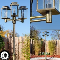 Tieva Réverbère, Eclairage de chemin Brun, Or, 3 lumières