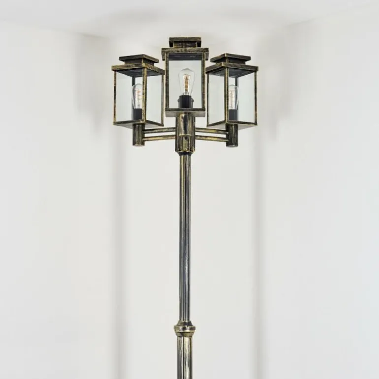 Tieva Réverbère, Eclairage de chemin Brun, Or, 3 lumières