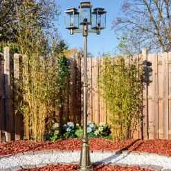 Tieva Réverbère, Eclairage de chemin Brun, Or, 3 lumières