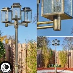 Tieva Réverbère, Eclairage de chemin Brun, Or, 3 lumières