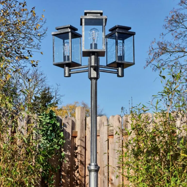 Tieva Réverbère, Eclairage de chemin Noir, Argenté, 3 lumières