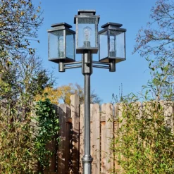 Tieva Réverbère, Eclairage de chemin Noir, Argenté, 3 lumières