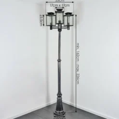 Tieva Réverbère, Eclairage de chemin Noir, Argenté, 3 lumières